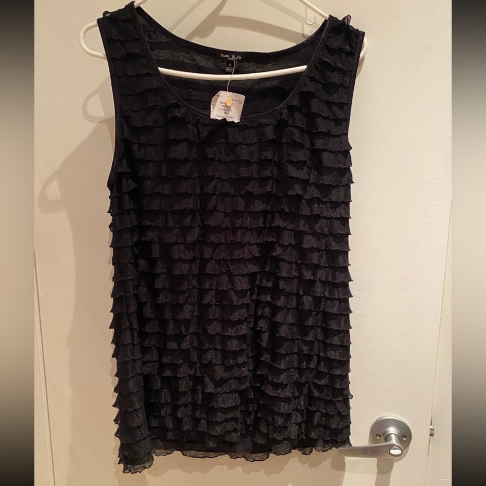 Sami & Jo Black Ruffle Tiered Tank